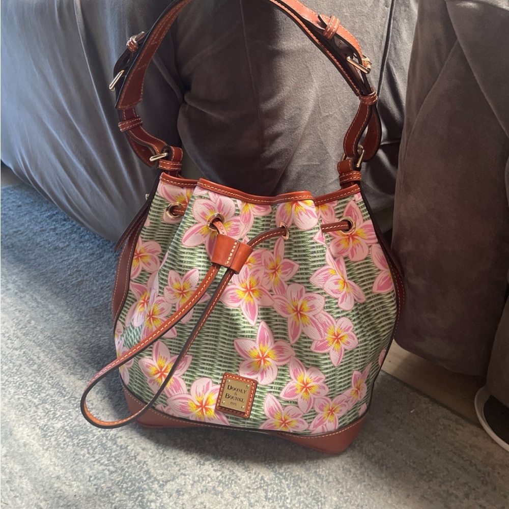Dooney & Bourke Green and Pink Floral Shoulder Bag